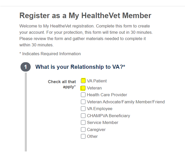 VA Medical Health Record Instructions